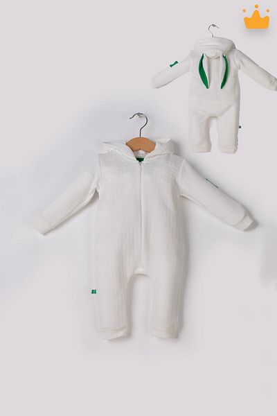 Babyhola Zippered Rabbit Eared Jumpsuit 5014