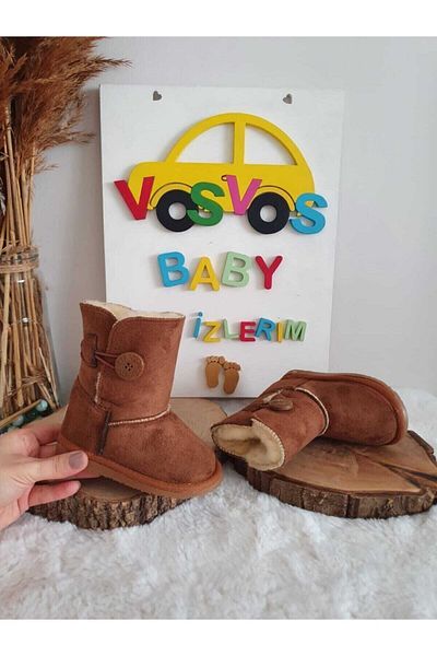 VOSVOSBABY Светлокафяви велурени ботуши – унисекс, тясна кройка и плътен вътрешен размер на пера, препоръчителен размер