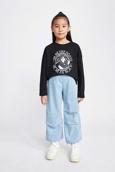 DeFacto Girls - Wednesday Oversize Crew Neck Long Sleeve T-Shirt B3545A823Wn