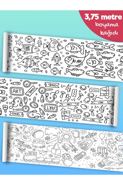 esatoys Bebek ve Çocuk için 3,75 Metre Rulo Boyama Kağıdı