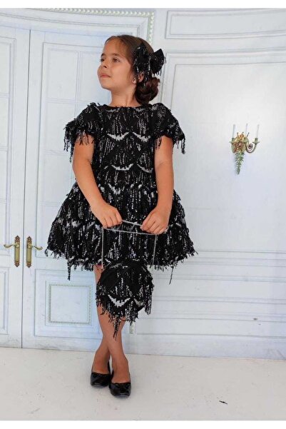 EFE KIDS Üst Alt Pullu Çanta Ve Fiyonk Detaylı Çocuk Abiyesi