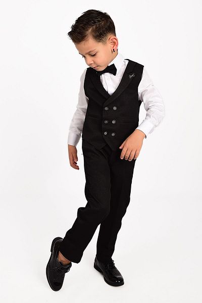 Merdia Kids Fiú öltöny 6 gombos kendős hajtóka mellény szmoking csokornyakkendővel
