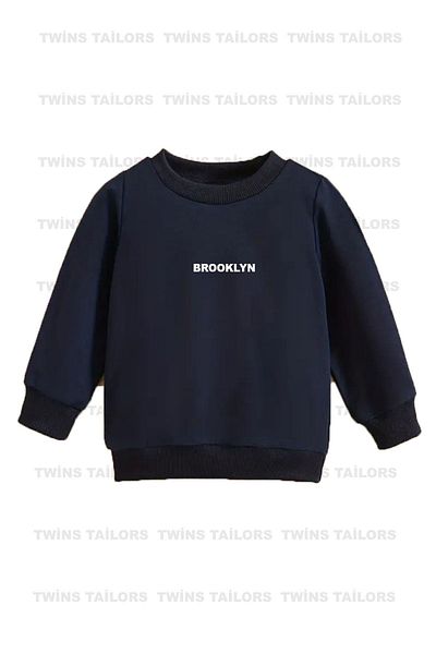 twins tailors Детски суичър с кръгло деколте с принт Brooklyn 3 пакета сиво-черно-тъмносин