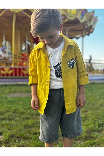 Pollito Хлопчача сезонна бавовняна сорочка з вишивкою тигра, 2-х частинний комплект