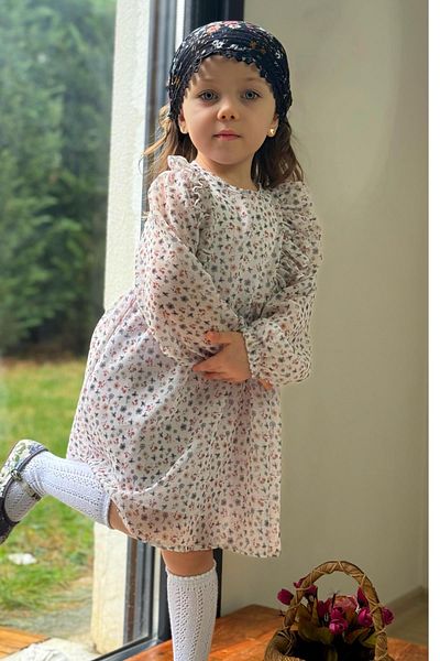 meqlife 1990 Vintage Girl's Dress Ecru