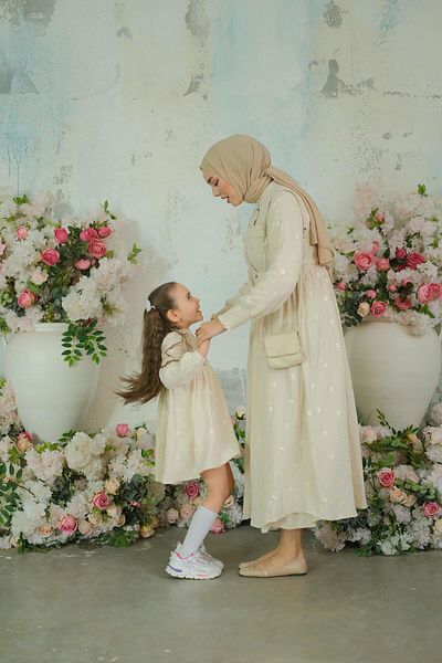 meqlife 2024 Organic Muslin Embroidered Bohemian Dress Daisy 1-10 Years Cream