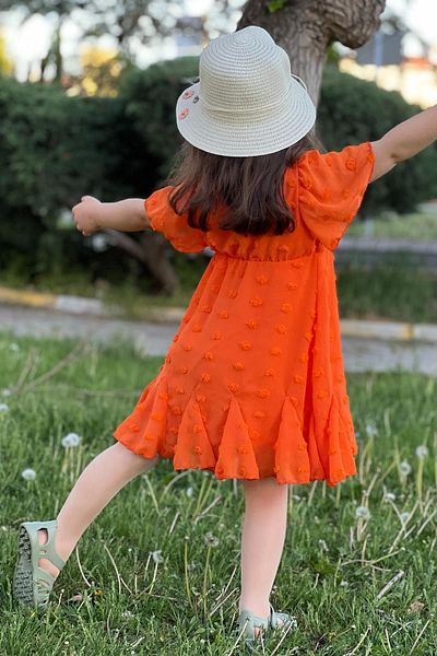 meqlife Rochie de vară cu căptușeală înfășurată pentru fete, portocaliu