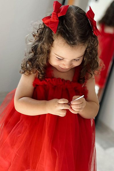 meqlife Rochie de petrecere pentru fete prințesă roșie ținută de aniversare - roșie