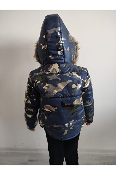 Bebeğimin Dolabında Girl's Fiber Filled Camouflage Patterned Coat