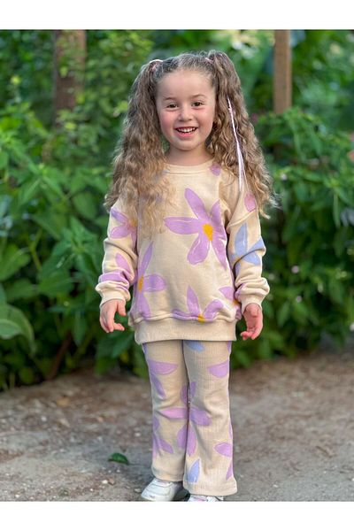 Uslukids Premium Quality Floral Printed 100% Cotton Girl's Tights Set