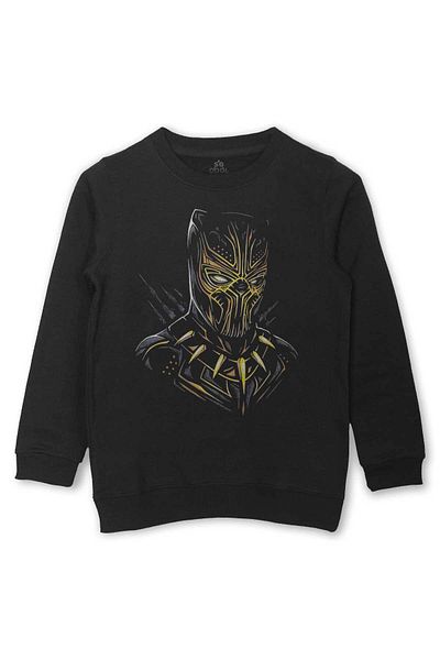 so cool Черен детски суитшърт - щампа Golden Jaguar с принт от филма Black Panther