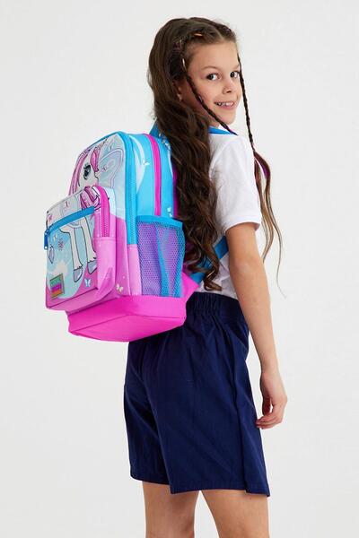 Coral High Kids Okul Çantası Mavi Neon Pembe Unicorn 23711