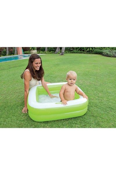 Intex 57100 حمام سباحة مربع للأطفال بقاعدة قابلة للنفخ 25 × 86 × 86 سم