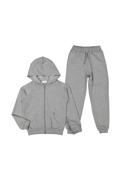 ESKİŞEHİR YUMURCAK Solid Color Tracksuit Set Hooded Zipper Cardigan