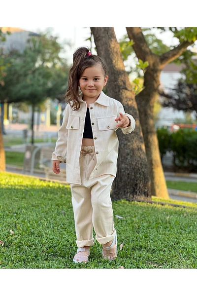 Süslüm Kids Linen Trench Set