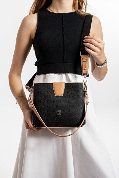 Just Polo حقيبة كتف وحقيبة كروس للسيدات باللون الأسود للموسم الجديد من Justpolo