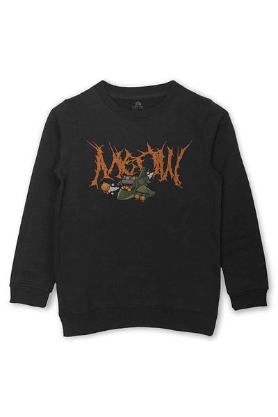 so cool Детски суитшърт Gothic Meow Boomber в черен цвят - с щампа