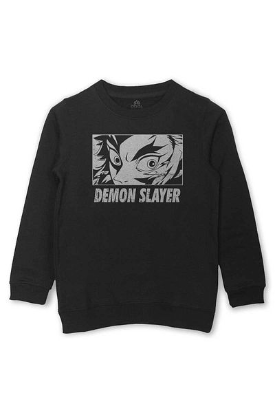 so cool Детски суитшърт с аниме шарка Demon Slayer - черен