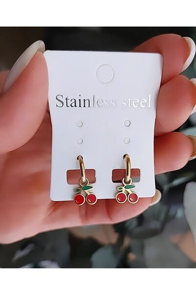 Atölye Eliz 316l Paslanmaz Cerrahi Çelik Kız Çocuk Kiraz Küpe