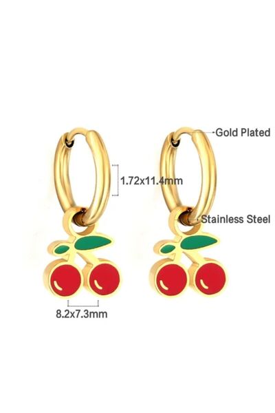 Atölye Eliz 316l Paslanmaz Cerrahi Çelik Kız Çocuk Kiraz Küpe