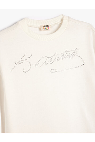 Koton Ataturk Signed Sweatshirt Sequined and Cotton Ribbon