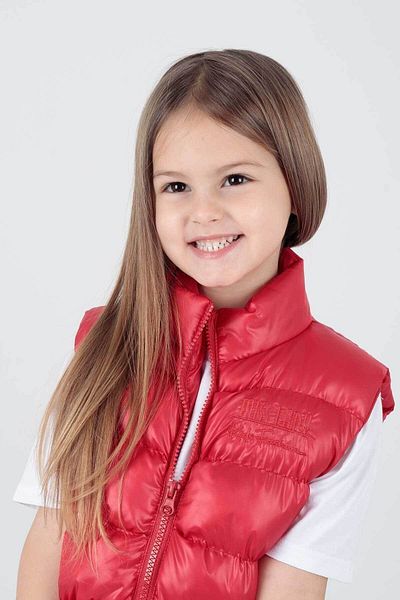 AHENGİM Girl's Embroidered Puffer Vest - Hoodless, Trendy Ak 216869