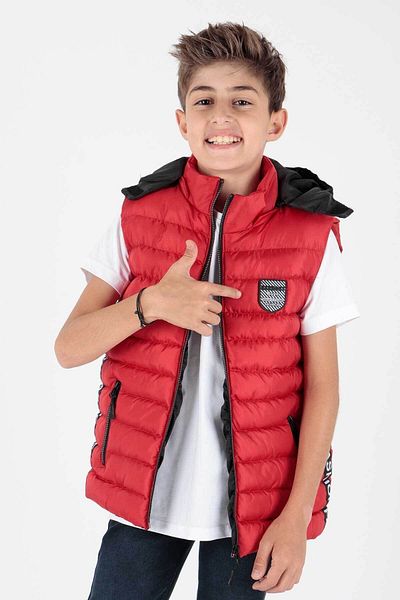 AHENGİM Modetrend für Jungen – aufblasbare Weste mit Kapuze und Streifen 213839