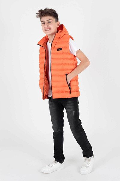AHENGİM Boy's Hooded Puffer Vest - Fashion Trend Ak 215051
