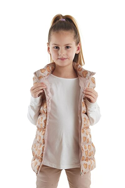 AHENGİM Dětská dívčí trendová nafukovací vesta bez kapuce se vzorem srdce 217273