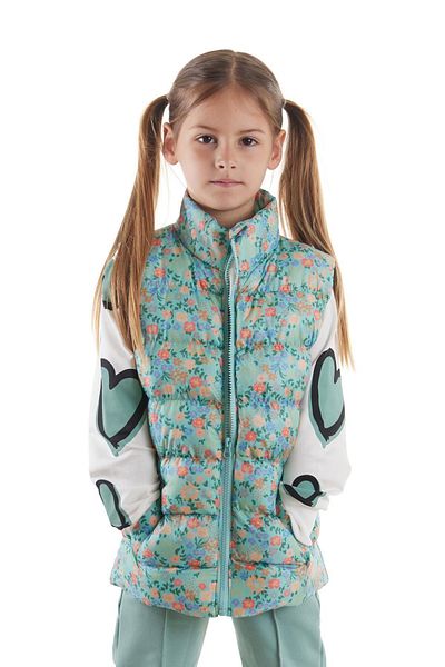 AHENGİM Kids Girls Floral Print Hoodless Trend Inflatable Vest 217071