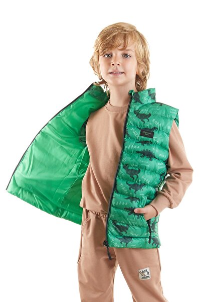 AHENGİM Kids Erkek Çocuk Dino Baskılı Trend Şişme Yelek Ak216061