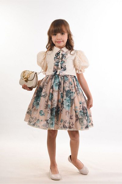 MIALORA EXCLUSİVE By Emel Ebru Özdemir Design special, rochie pentru fete din două piese cu bolero și flori, rochie pentru fete cu accesorii pentru geantă,