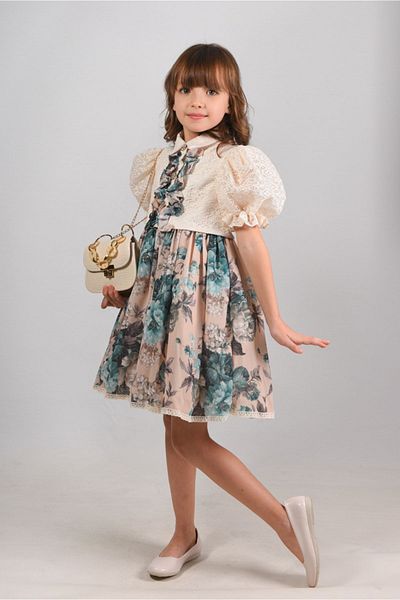 MIALORA EXCLUSİVE By Emel Ebru Özdemir Design special, rochie pentru fete din două piese cu bolero și flori, rochie pentru fete cu accesorii pentru geantă,