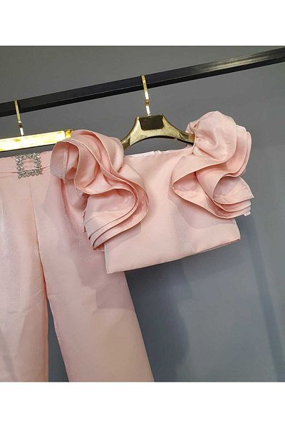 SCSTİL BLUZ PANT SET WITH RUFFLE SLEEVES