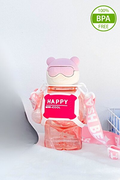 Comprox Robottle Pink Figured Water Bottle Robot Water Bottle Polycarbonate Water Bottle 800ml-School Water Bottle Approved Bpa Free