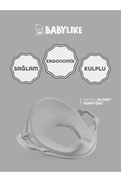 Babylike Çocuklar Için Tuvalet Eğitim Seti- Kaydırmaz Katlı Basamak& Kulplu Klozet Adaptörü&koltuğu