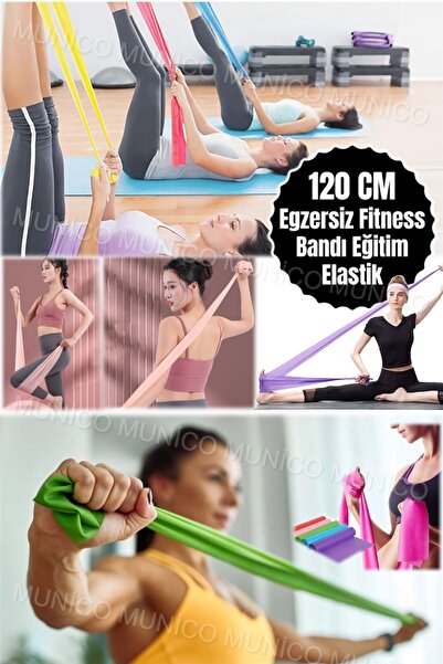 Munico Lateks Direnç Bandı Yoga ve Pilates İçin Yoga Elastik Bandı Fitnes Pil...