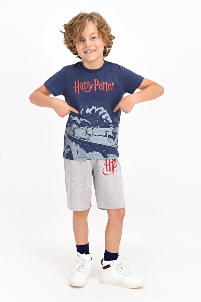 Harry Potter Lisanslı Asfalt Gri Erkek Çocuk Bermuda Takım