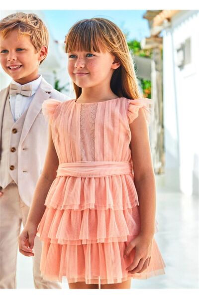 MAYORAL فستان بناتي من التول بطيات 3912