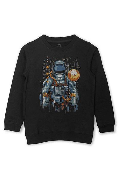 so cool Детски суитшърт с щампа Cosmos Meteorite - черен