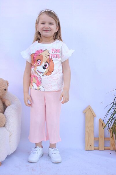 LİLLYPİCCA تي شيرت بناتي منقوش بنقشة باو - بنطلون بيرمودا بنطال سفلي علوي