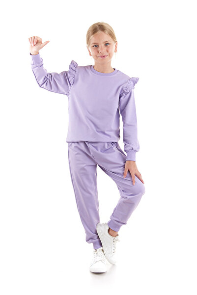 AHENGİM Lány pamut trendi tréningruha szett - fodros részlet Ak2515