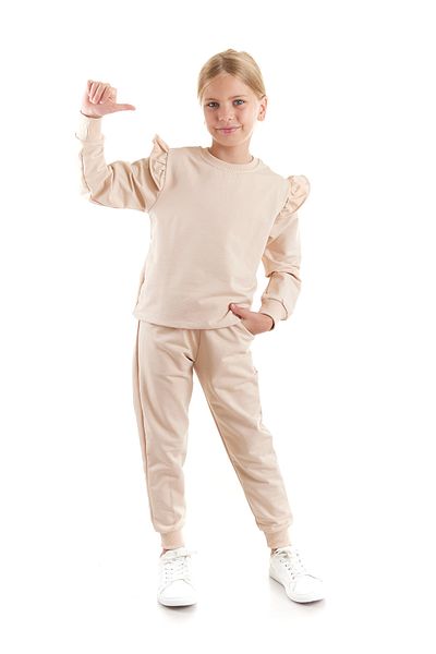 AHENGİM Κοριτσίστικο σετ αθλητικής φόρμας Cotton Trend - Frill Detailed Ak2515