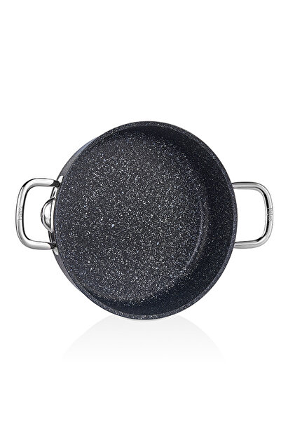 FALEZ Black Line Cast Granite 28 Cm Short Saucepan Black