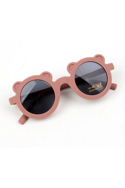 Petityu 3-8 Years Old Cool Teddy Bear Children's Sunglasses 400 UV Protection - Dark Pink