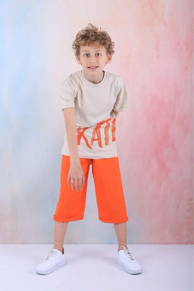 tunays shopping تي شيرت للأولاد كبير الحجم - طقم قطن 100% مطبوع عليه تزلج