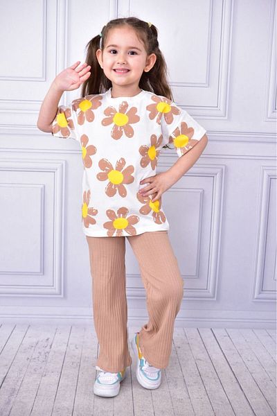 tunays shopping مجموعة علوية سفلية للأطفال بتصميم زهور كبيرة الحجم