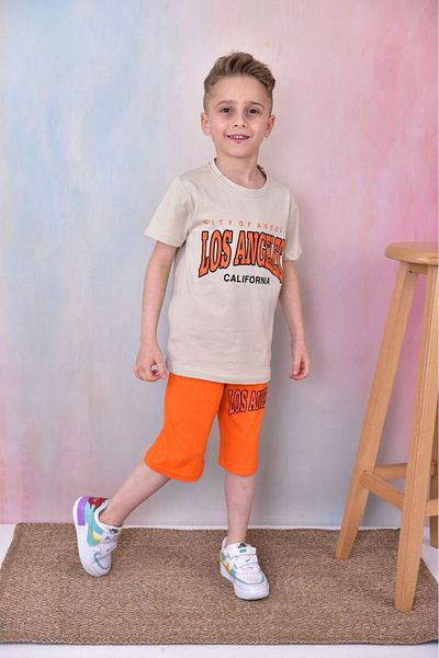 tunays shopping Los Angeles Printed T-shirt and Shorts Set for Boys - 100% Cotton