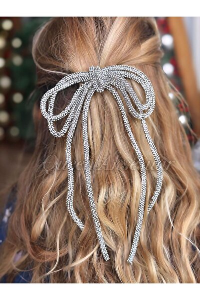 QUEEN AKSESUAR Trend Yalı Çapkını Seyran Taşlı Sarkıt Sallanan Fiyonklu Otoma...