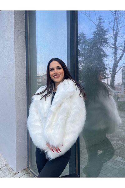 NAVY Jachetă de blană cu guler larg